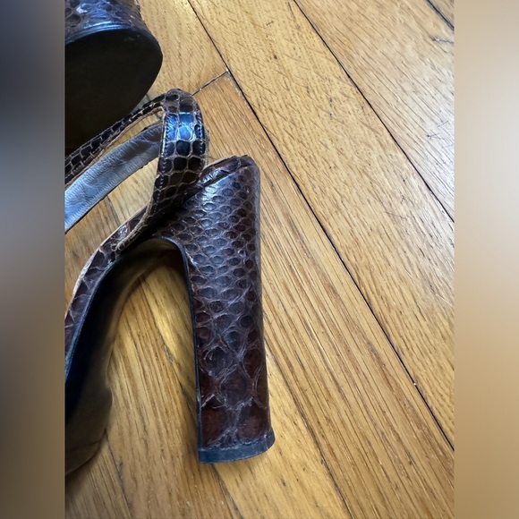 70s Vintage Terry De Havilland SnakeSkin Platform Pumps Sz 6.5 - Picture 3 of 16
